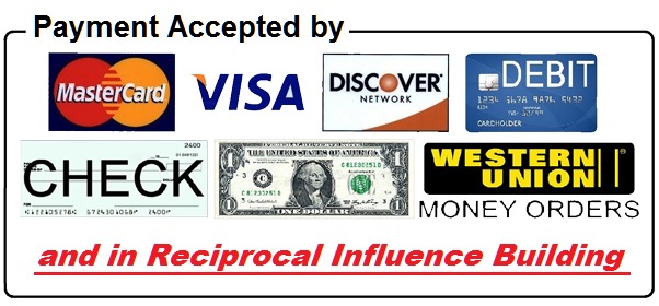 Payment Accepted by

   

CHECK [=]

and in Reciprocal Influence Buildin,

 

MONEY ORDERS