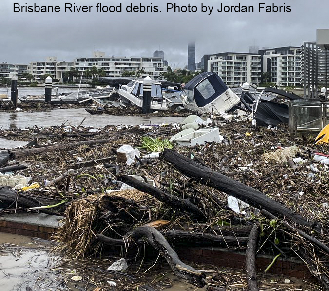 Brisbane River flood debris. Photo by Jordan Fabris
