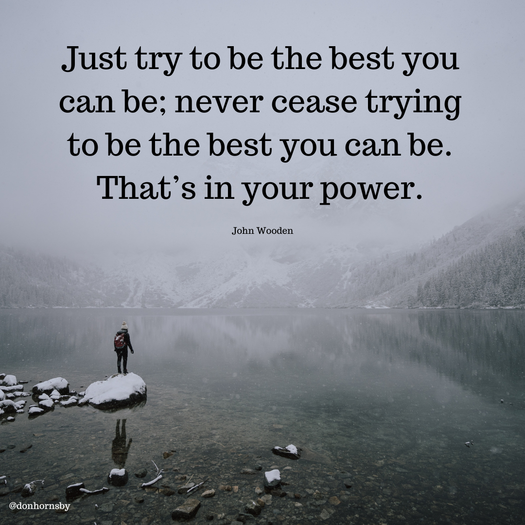 Just try to be the best you
can be; never cease trying
to be the best you can be.
That's in your power.

John Wooden