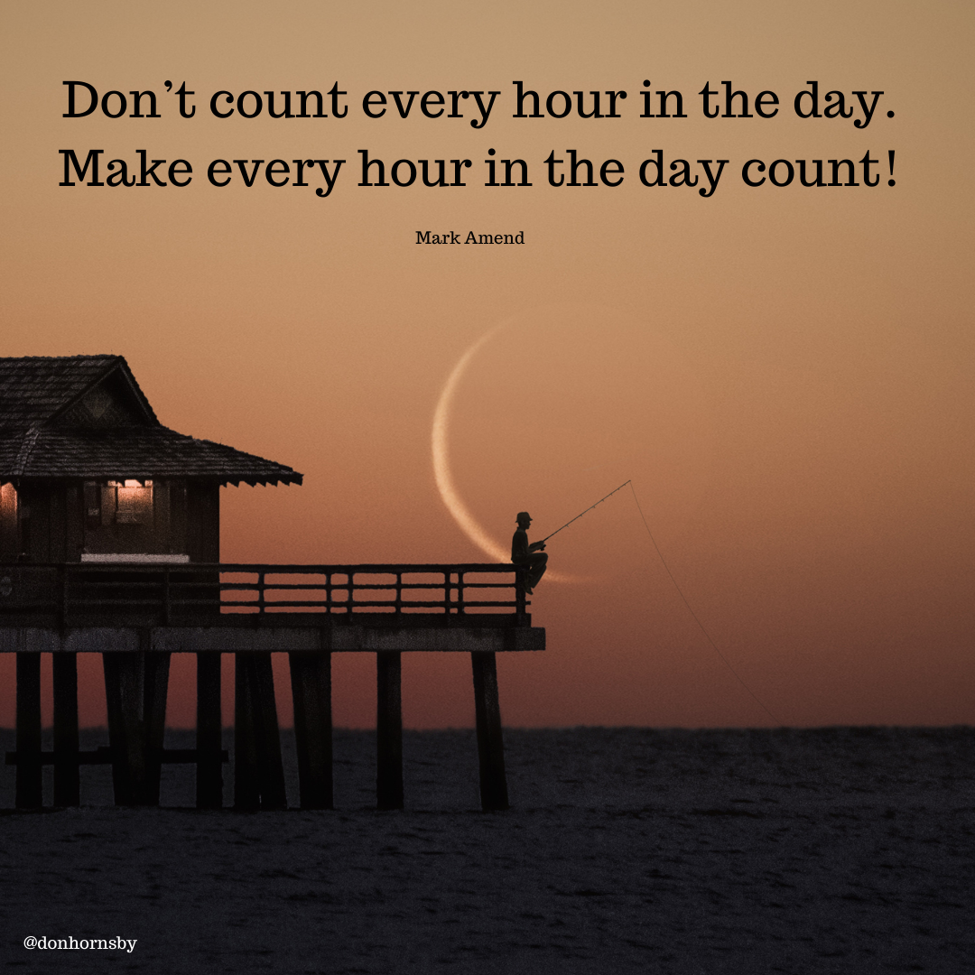 Don’t count every hour in the day.
Make every hour in the day count!

Mark Amend

 

LES LT TT