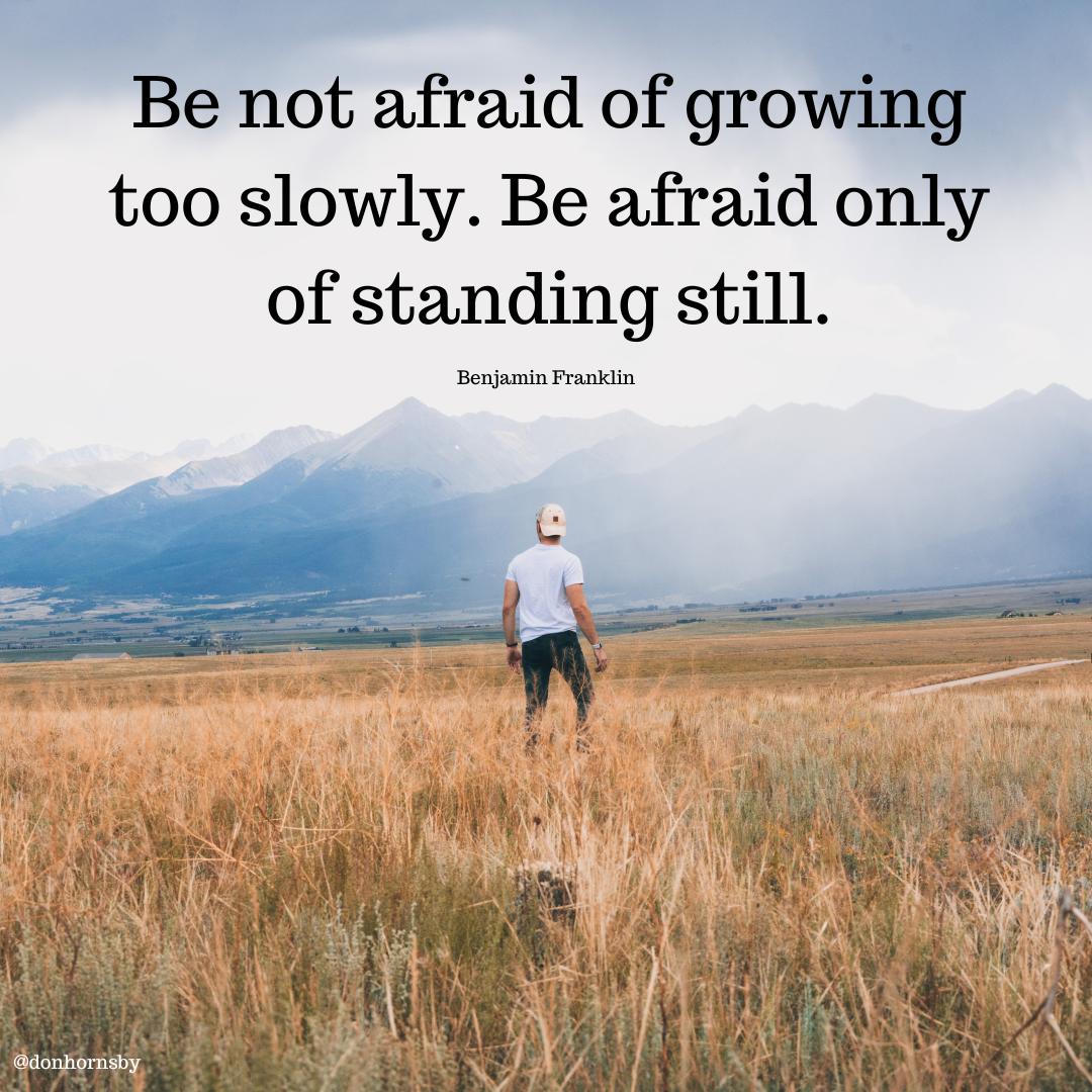 Be not afraid of growing
too slowly. Be afraid only
of standing still.

Benjamin Franklin