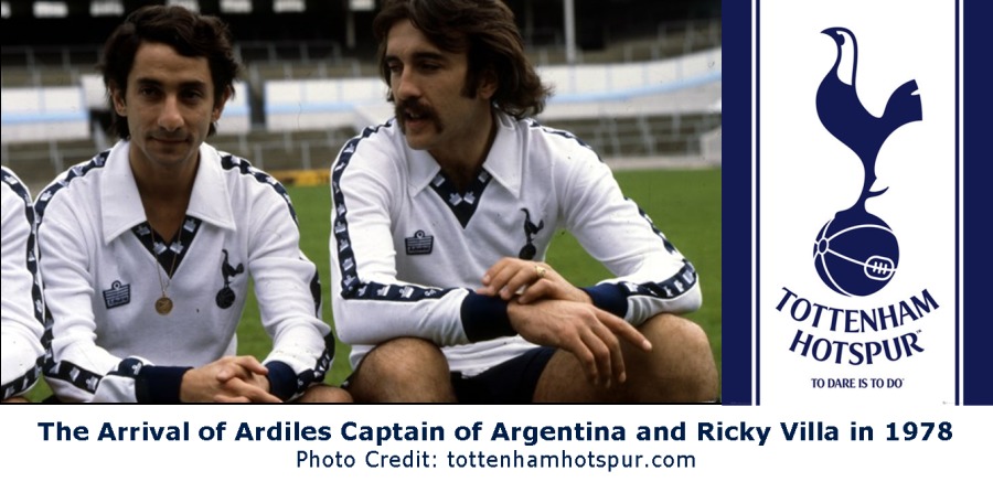 The Arrival of Ardiles Captain of Argentina and Ricky Villa in 1978
Photo Credit: tottenhamhotspur.com
