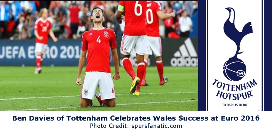Ben Davies of Tottenham Celebrates Wales Success at Euro 2016
Photo Credit: spursfanatic.com