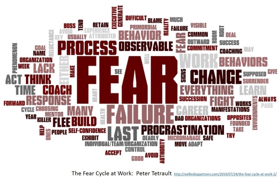 DIFICULT

BLAME

RETAIN i ENAviOR Faire VRE g
=. ll ead

— Ea
5 a Pils OBSERVABLE =

"mas BEHAVIORS
ACT THINK rir HANGE:=="
TE “tac "CHANG
SUCCESSION FIGHT wonxs = A0eYs

i FAILURE: 2" pt

AST PROCRASTINATION , al

MICROMANAGE SAFE
INDIVIDUAL A ORGANIZATION
CONTROL

The Fear Cycle at Work: Peter Tetrault ru uctoepusre