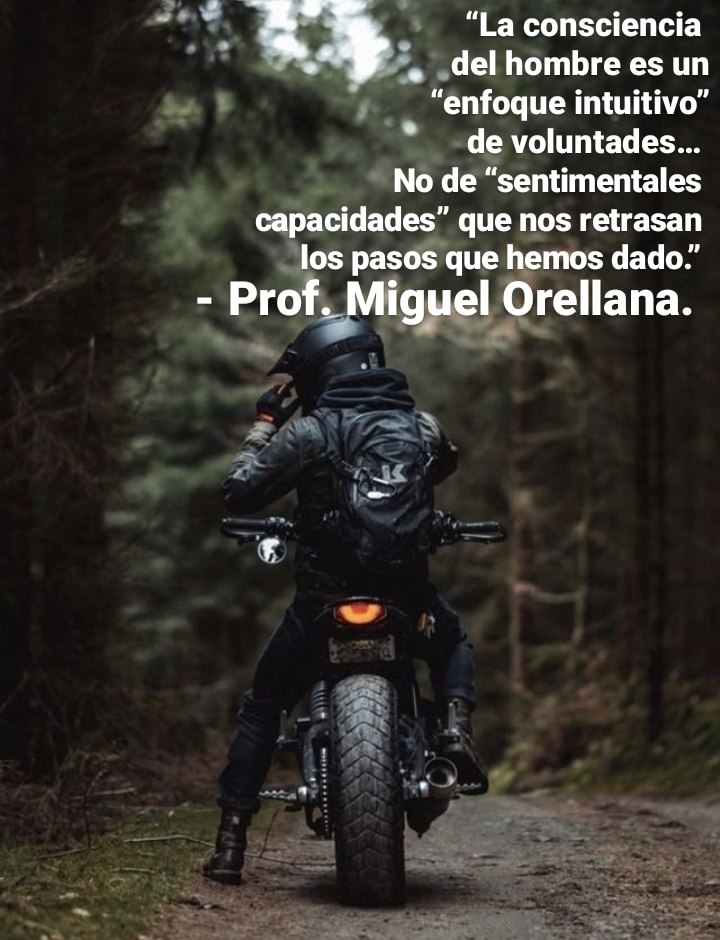 ay * “La consciencia
°¥ %, .del hombre es un
f “enfoque intuitivo”
de voluntades...
No de “sentimentales
capacidades” que nos retrasan
los pasos que hemos dado.’
. Prof, Miguel Orellana.
¢
3)
EY)