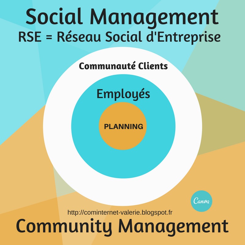 Social Management
RSE = Réseau Social d'Entreprise

Communauté Clients
Employés

PLANNING

http://cominternet-valerie.blogspot.fr

Community Management