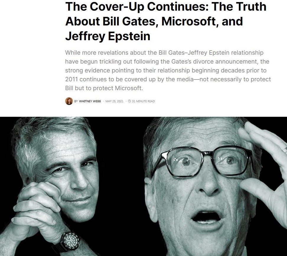 The Cover-Up Continues: The Truth
About Bill Gates, Microsoft, and
Jeffrey Epstein