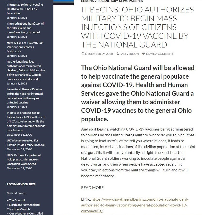 TS RP ST TL I Sr Sew a
1 BEC OHIO AUTHORIZES

S11 TA GIN MASS

GITIZaen

9 VACCINI

UARD

   

4 -

The Ohio National Guard will be allowed
to help vaccinate the general populace
against COVID-19. Health and Human
Services gave the Ohio National Guard a
waiver allowing them to administer
COVID-19 vaccines to the general Ohio
populace.

And soit begins.