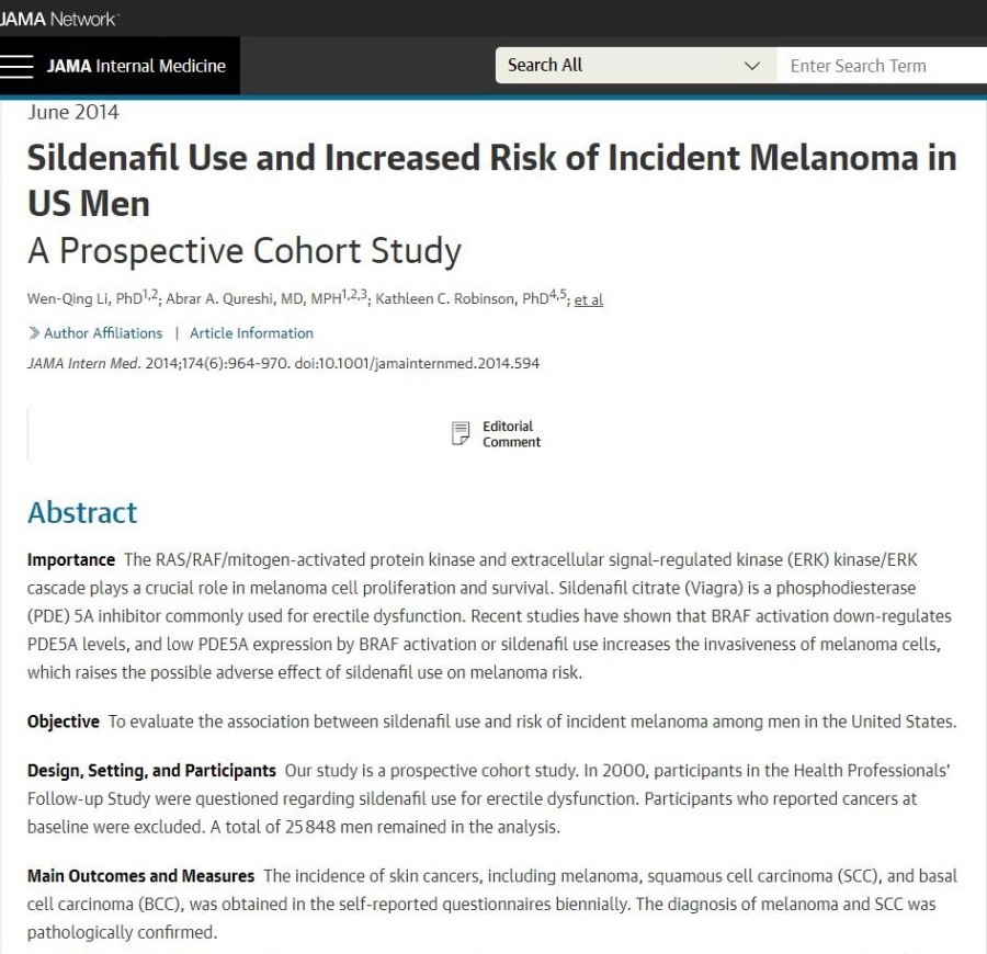 rpm tern
Sildenafil Use and Increased Risk of Incident Melanoma
inUS Men

A Prospective Cohort Study

Ci) hats ME MP Cn Se, 4 AE

[—
CREAN Th ABA ar Bn) ro ie 1 = REY
lt cep re 98) aa 5 ar hp all [smal
Frere sd AB: te (AE EGPCS (TO A RAS

Cory ow ih Bt Gn i 8 WEA Dot

or tn 178 ttt. re 10 PUA St By MAL es 5 if] 9

Esa So Paras. of el a CH, ARS he Gr rs |

ht gm cr utara

HALA ee mr Same br cn cf hrs me
mr can et an.

UN 4 A PARTISAN C8 Sy 3 a CP 5 18 XE
CRT fa ea fi ot fm Ay mrs Dar gs rg
A iB a ra) li mare arate A
ch 4 wha am rt + stn

AA 0 CA ATL he 1 i ea, hig muta
a ca ema 4) a1 Sod og Pe) att 0
Al ea an en tally Te ag of a Ce
Feat corte

15 hi 4 tai Ee 00 cen og Kim
EN 7 rar ntl are mn, Wy oc ts oP 3
rf rp ha Let Pad 1s (1) fb TL
1001.23) not, wt cnr Fr 1384 fC CBA G8
41201 1211 70 gop ht me i 8 Meroe sl bn
52 rt m5 abit mgm 1 i ft mn
eat wi hen 8 of ka 155 CL 4 153) Anreday aner
12g Pr Sag eT ATI re li LE py ur
tings, ho mtg ms} 24 578 C174 8) url ne Se st
2770 6 Aw hr mr

 

   

CONE RIS AND 1 VAN) tl yn cnt m1 1 kf
ee
tunel Jn inp pr

Pr
ir seam pe ma 7
© eg rn
mt 1a
i es mt, A

 

 

ts me A 5 1 rm £54
rsa ho ax