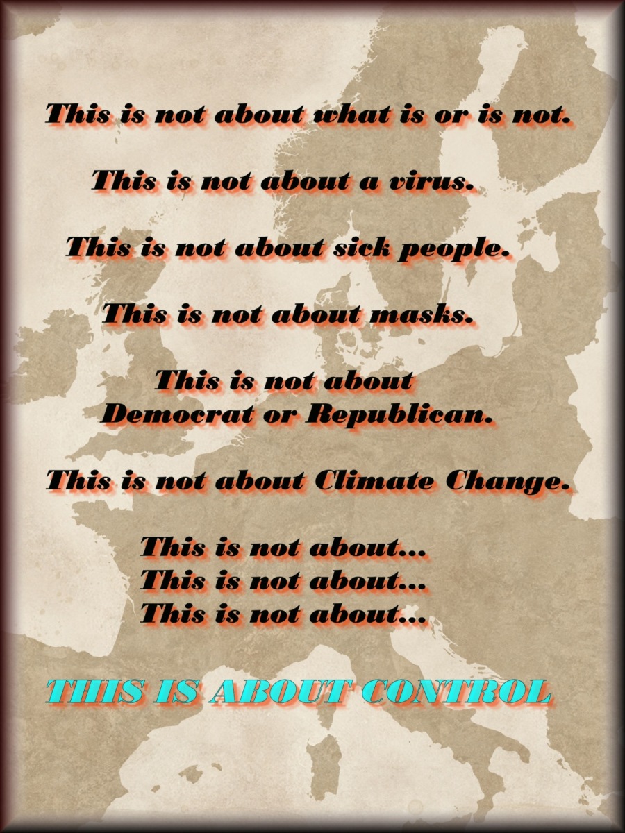 This is not about what is or is not.
This is not about a virus.
This is not about sick people.
This is not about masks.

This is not about
Democrat or Republican.

This is not about Climate Change.

This is not about...
This is not about...
This is not about...