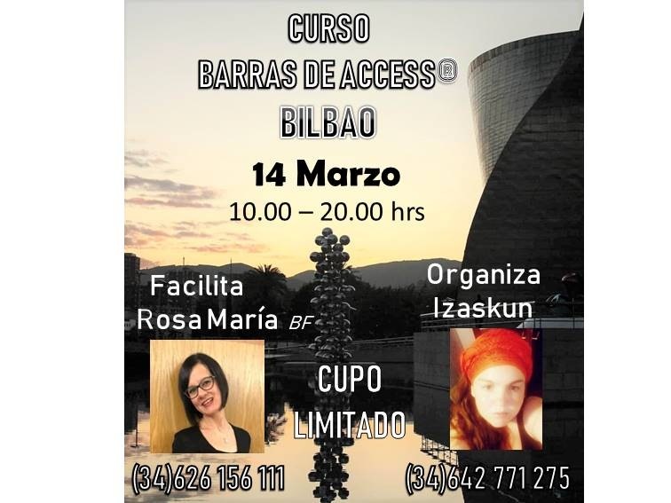 CURSO
BARRAS DE ACCESS
BILBAO

14 Marzo
10.00 — 20.00 hrs

 
 
 
    
  
 

Organiza
lzaskun

ETE]
RosaMaria &r-

£

Bases BW CHERIE

E