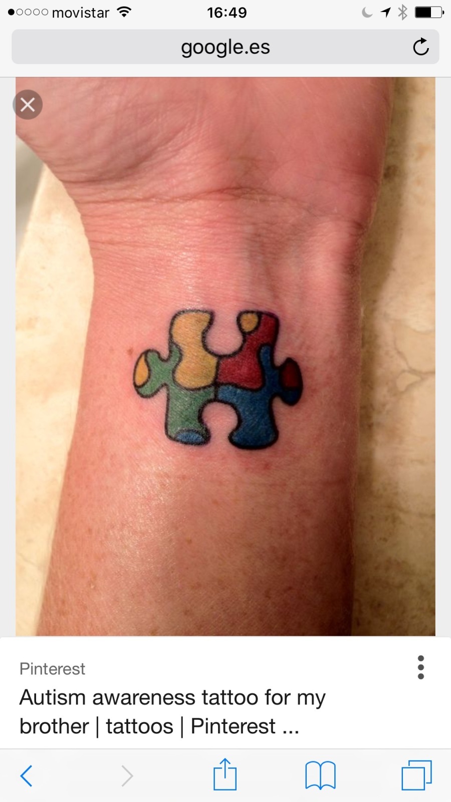 16:49

google.es

Pinterest
Autism awareness tattoo for my
brother | tattoos | Pinterest ...

< M