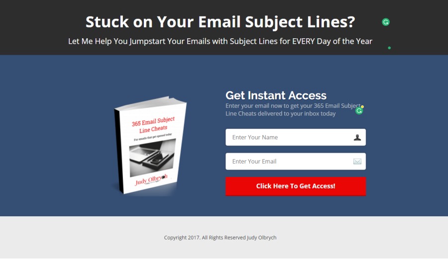 Stuck on Your Email Subject Lines? e

Let Me Help You Jumpstart Your Emails with Subject Lines for EVERY Day of the Year

Get Instant Access

Click Mere To Get Access!