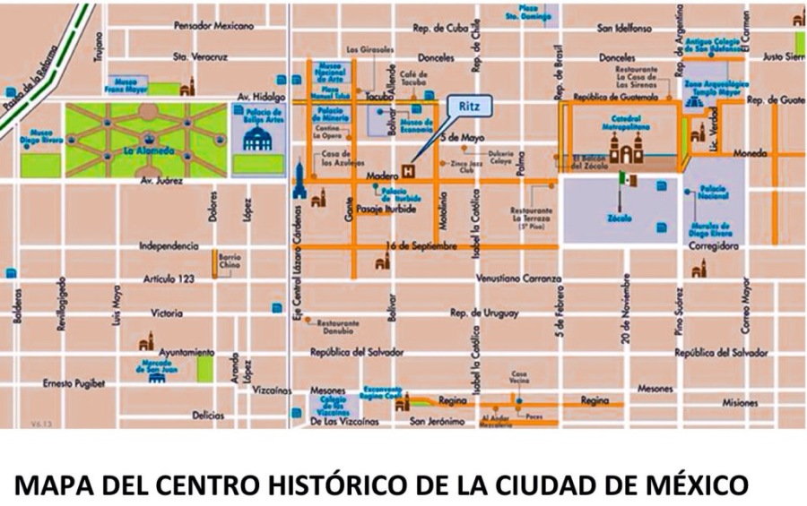 MAPA DEL CENTRO HISTORICO DE LA CIUDAD DE MEXICO