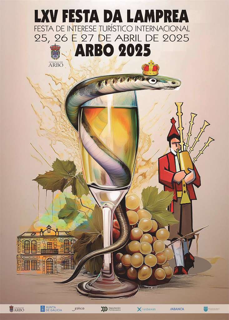 LXV FESTA DA LAMPREA

FESTA DE INTERESE TURISTICO INTERNACIONAL
25, 26 £E 27 DE ABRIL DE 2025
&_ ARBO 2025
