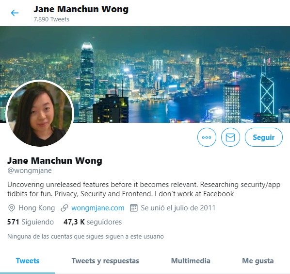 Pp’ Jane Manchun Wong

 

Tweets Tweets y respuestas Multimedia Me gusta