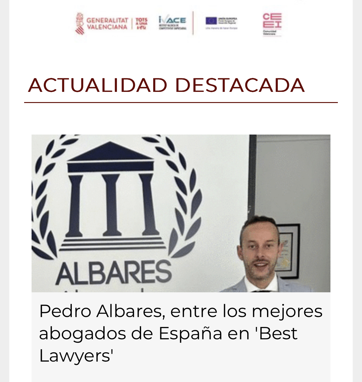 mar ron hace | EES
wy “uaa

In

 

Pedro Albares, entre los mejores
abogados de Espana en 'Best
Lawyers’
