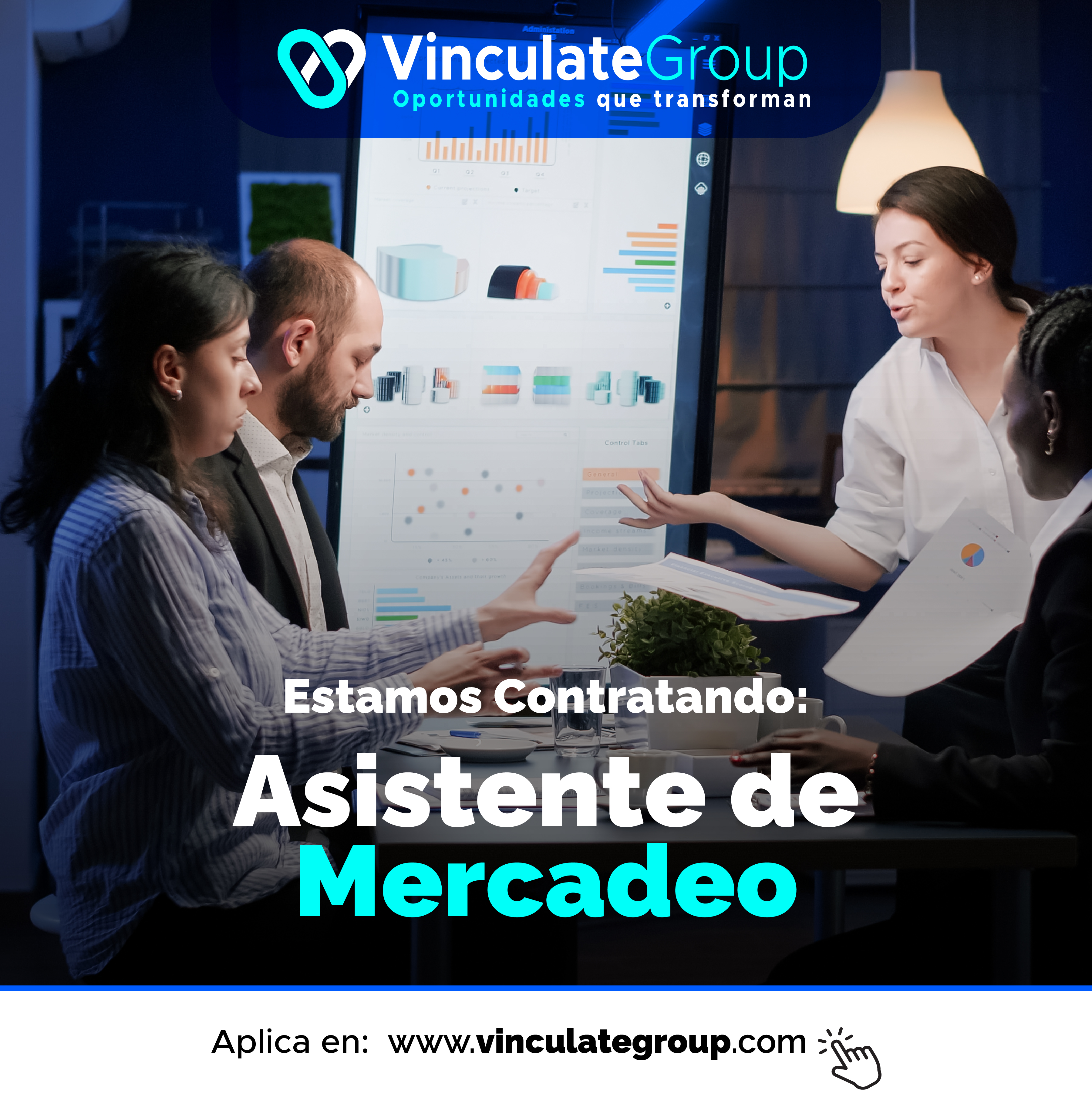 @) VinculateGroup

Oportunidades que transforman

    
         
   

&amp;
@®

5 Ce L

pp = de
Mercadeo

 

Aplica en: www.vinculategroup.com ¥