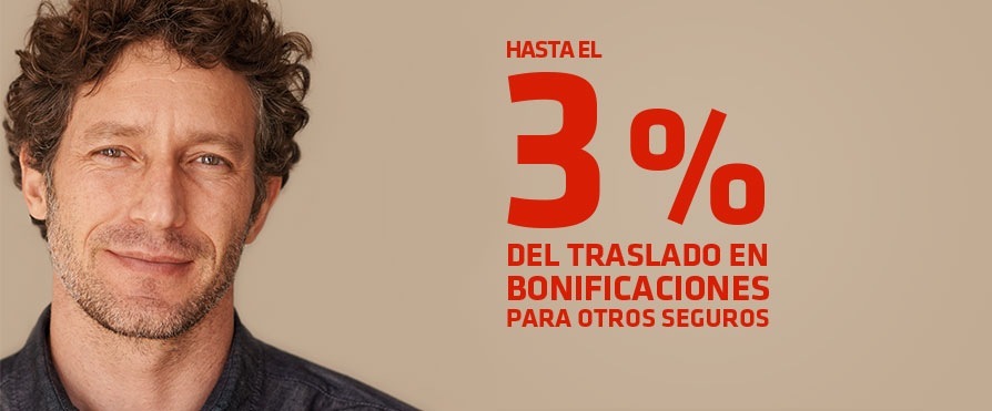 HASTAEL

3%

DEL TRASLADO EN

BONIFICACIONES
PARA OTROS SEGUROS