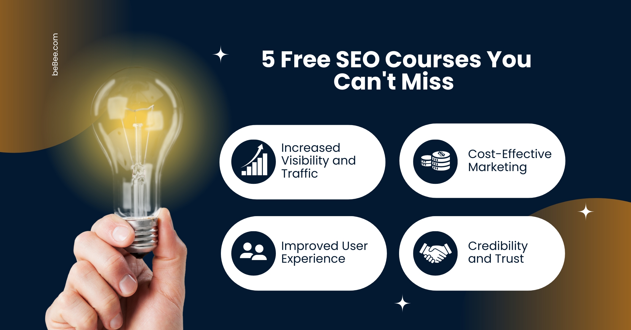 + 5Free SEO Courses You
Can't Miss

IS
0
oO
o
jo}
@
[o}
Q

  

Increased
Visibility and
Traffic

Cost-Effective
Marketing

Improved User Credibility
Experience and Trust
