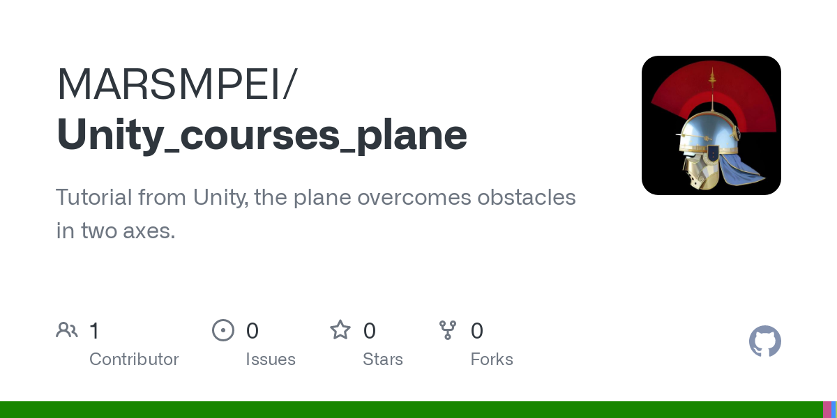 MARSMPEI/
Unity_courses_plane [YX

Tutorial from Unity, the plane overcomes obstacles

in two axes.

Aq ®o 7 0 ¥ 0 oO

Contributor ssues Stars Forks