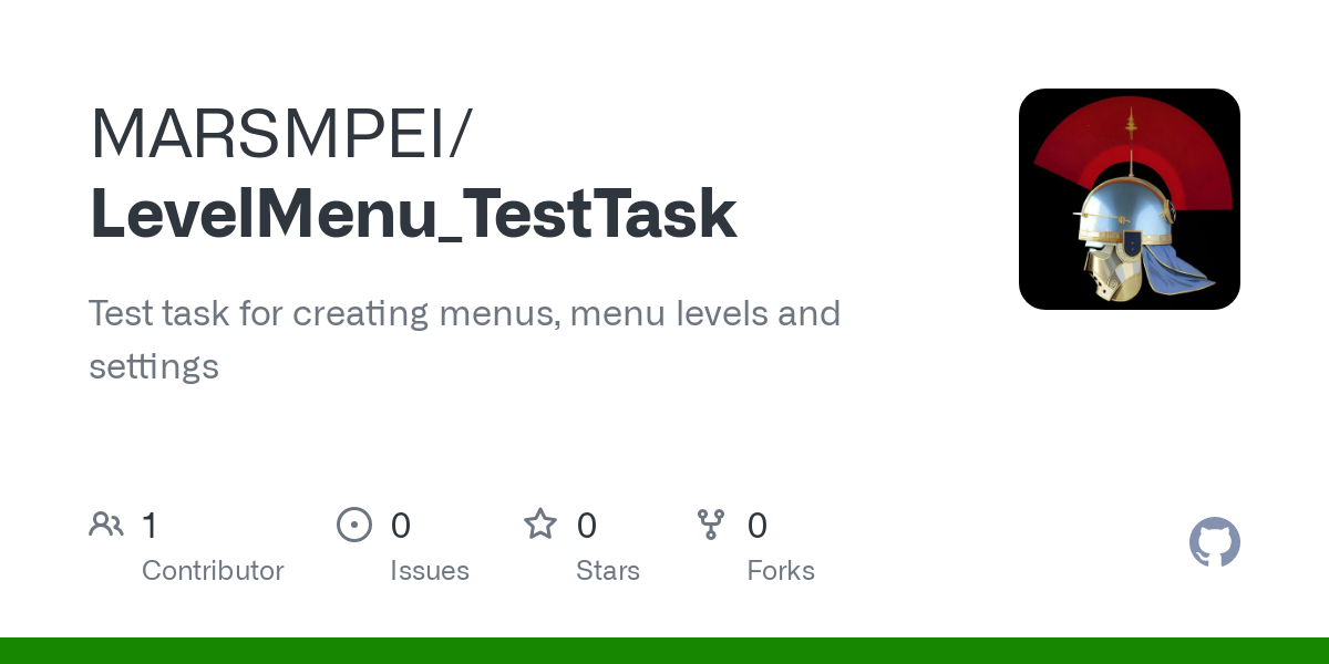 MARSMPEI/
LevelMenu_TestTask

Test task for creating menus, menu levels and
settings

A ®o 7 0 ¥ 0

Contributor ssues Stars