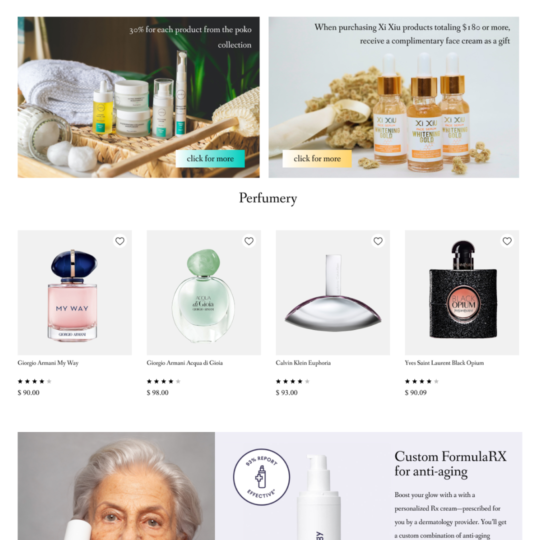 When purchasing Xi Xiu products totaling $180 or more,

receive a complimentary face cream as a gift

      

  

 

Click for more.
Perfumery
vi Vv &lt;
MY WAY ==
ngs
Gano Aman My Woy Armes Aces Gon Calvi Kien phar You St Looe: Bich Opin
ees ees ees ees
$9000 sono $5300 $9009

Custom FormulaRX
for anti-aging

Boat yomst glow with &amp; with &amp;

personalised Rx peese ried for

 

you: by a dermatology provider. Youll get

 

# custom cornbnation of anti-aging