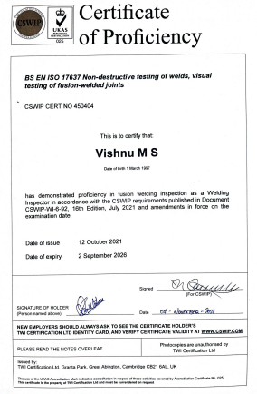 Certificate
of Proficiency