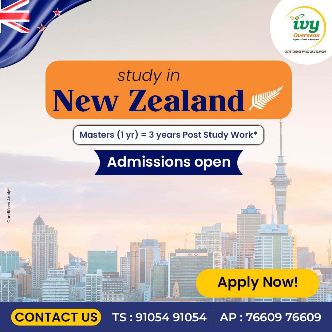 ivy

 

study in
New Zealand

( Masters (1yr) = 3 years Post Study Work* |

Admissions open

 

 

SER) Now!

[elo] \jFYeA MIL) TS :91054 91054 | AP : 76609 76609