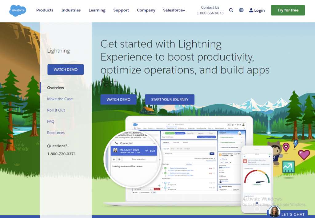 Salesforce Lightning - 5 tndustres Coorg support Compary saben, 20 0 8 goon [ET

Get started with Lightning
Experience to boost productivity,
optimize operations, and build apps

   

Questions”

1.800.720.0272