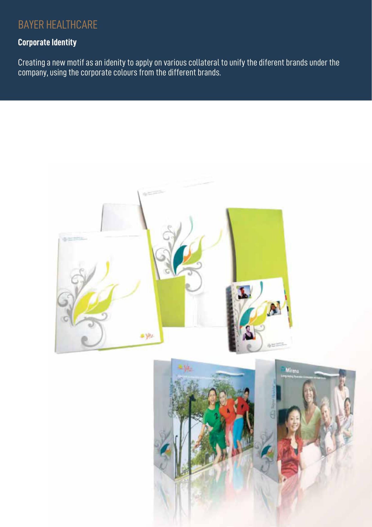 Corporate Identity

Creating a new motif as an idenity to apply on various collateral to unify the diferent brands under the
company, using the corporate colours from the different brands.