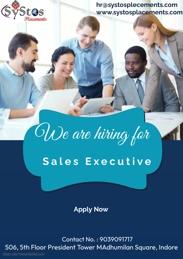 hrasystosplecements.com

 

Sales Executive

Apply Now

Contact No. : 9039091717
506, 5th Floor President Tower MAdhumilan Square, Indore