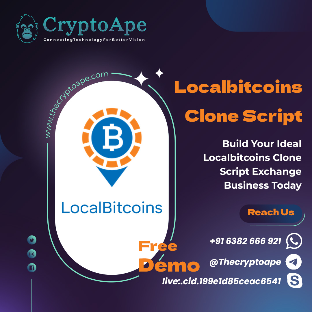 Localbitcoins

Clone Script

Build Your Ideal
Localbitcoins Clone
Script Exchange
Business Today

  
  
 

LocalBitcoins EST

—
23 +916382 666 921 »)
2 Fe Oo @Thecryptoape (4)

live:.cid.199e1d85ceac6541