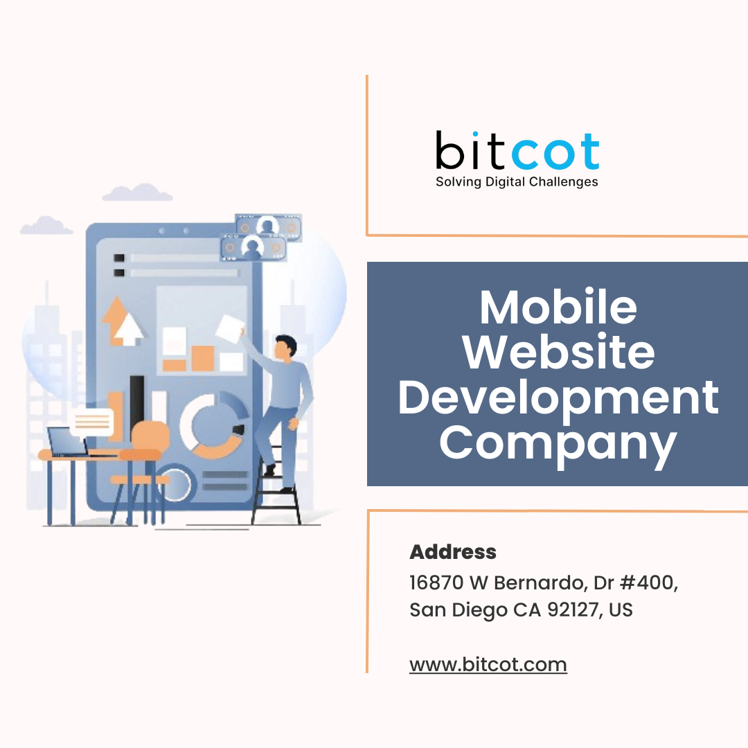 bitcot

Solving Digital Challenges

Mobile
Website

Development
Company

 

Address
16870 W Bernardo, Dr #400,
San Diego CA 92127, US

www.bitcot.com