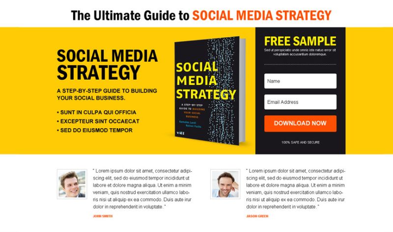 The Ultimate Guide to SOCIAL MEDIA STRATEGY

FREE SAMPLE
SOCIAL MEDIA Ee
STRATEGY

A STEP.6Y STEP GUIDE TO BLDG
YOUR SOCIAL BUSINESS.

+ SUNT IN CULPA GUI OFFICIA-

+ EXCEPTEUR SINT OCCAECAT

+ $50 00 ERISMOO THMPOR