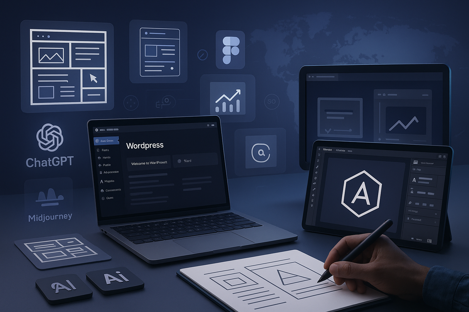 3 Wordpress
2 k Veter ko Wa Prod ( a 5
Midjourney
=
Tas