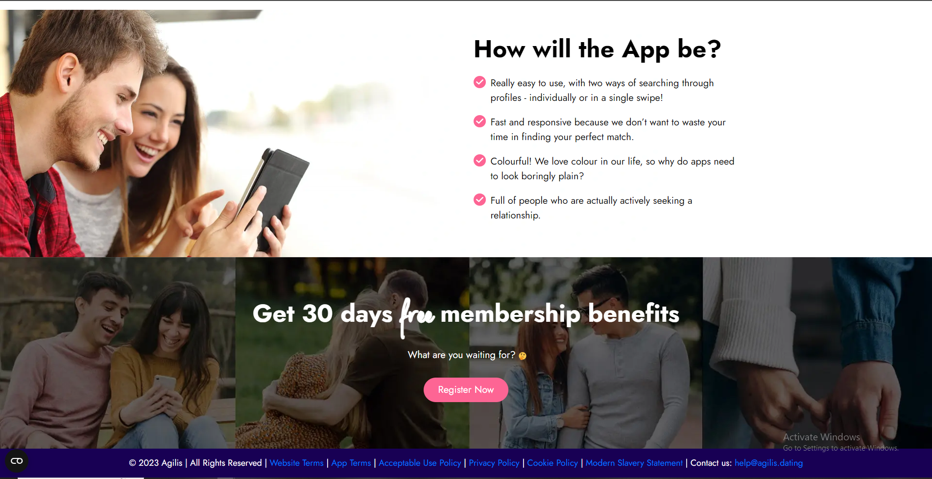 How will the App be?

 

Get 30 days fre membership benefits

What are you waiting for? @

© CR AY IAP Lr ry reg | | Contact us.