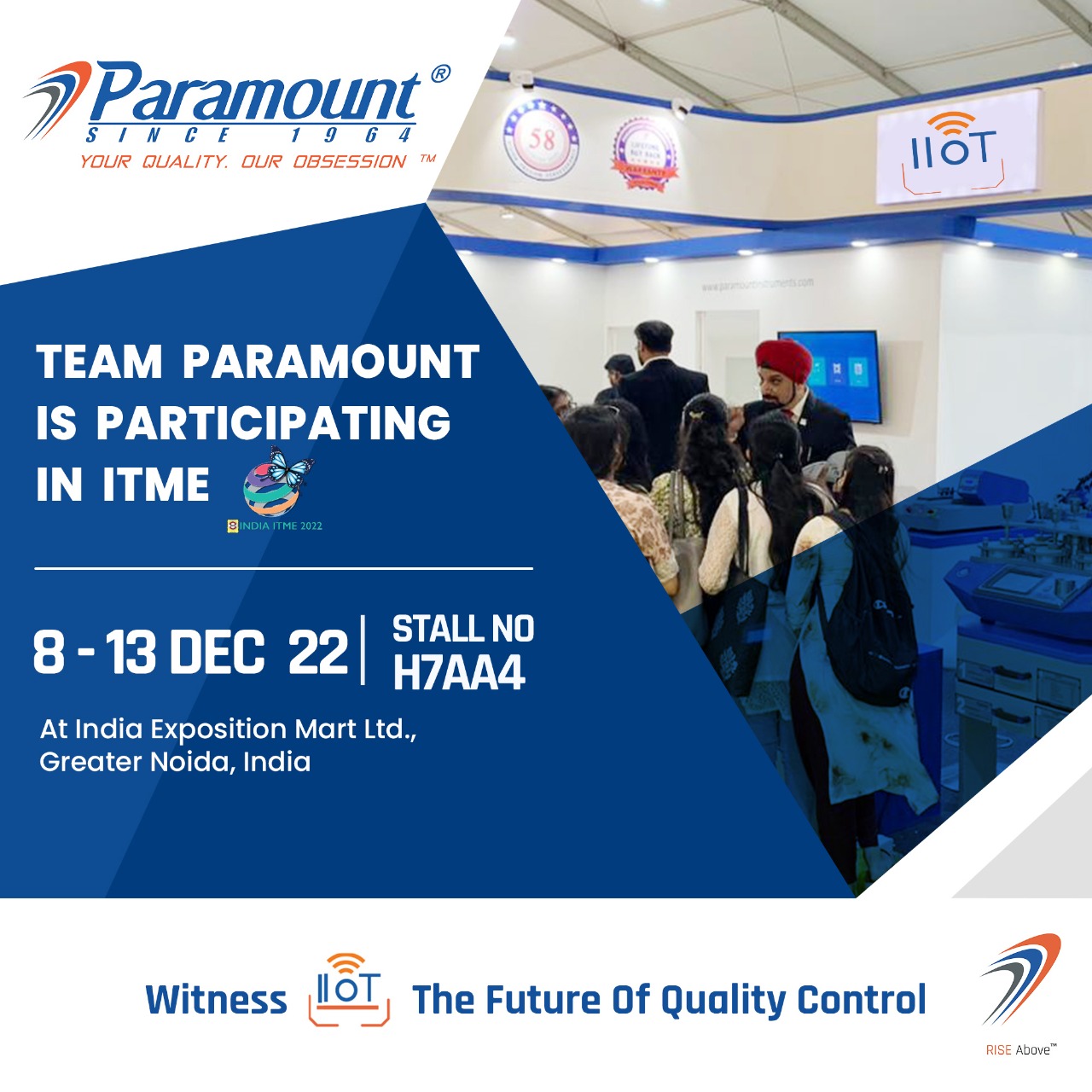 TEAM PARAMOUNT
IS PARTICIPATING

LTV LT 3

REE Hp Try

At India Exposition Mart Ltd.,
Greater Noida, India

witness (197; The Future Of Quality Control