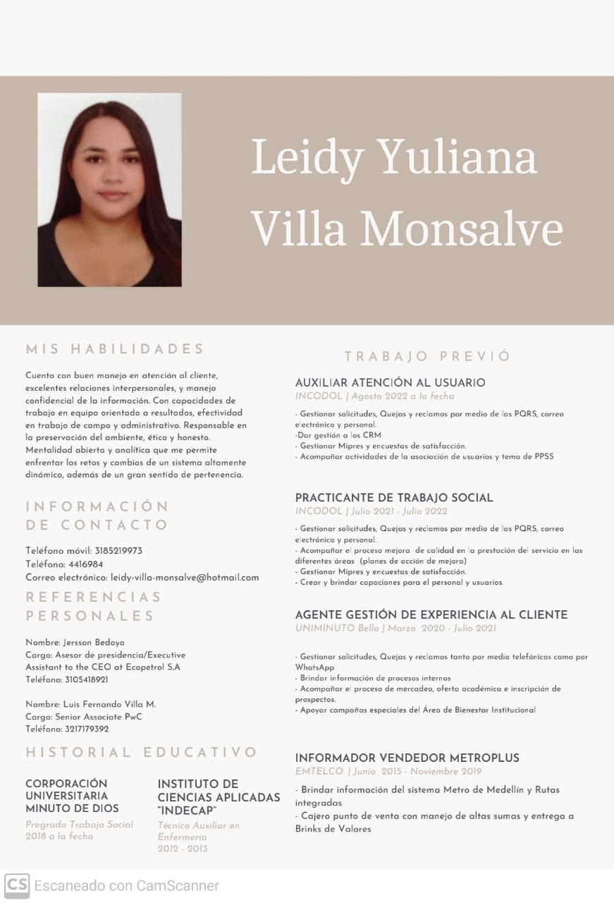 Leidy Yuliana

Villa Monsalve

 

MIS HABILIDADES

Cuenta cor buen monejo er otercian ol cherte,
ncelentes relaciores ieterperiancles, y manera
