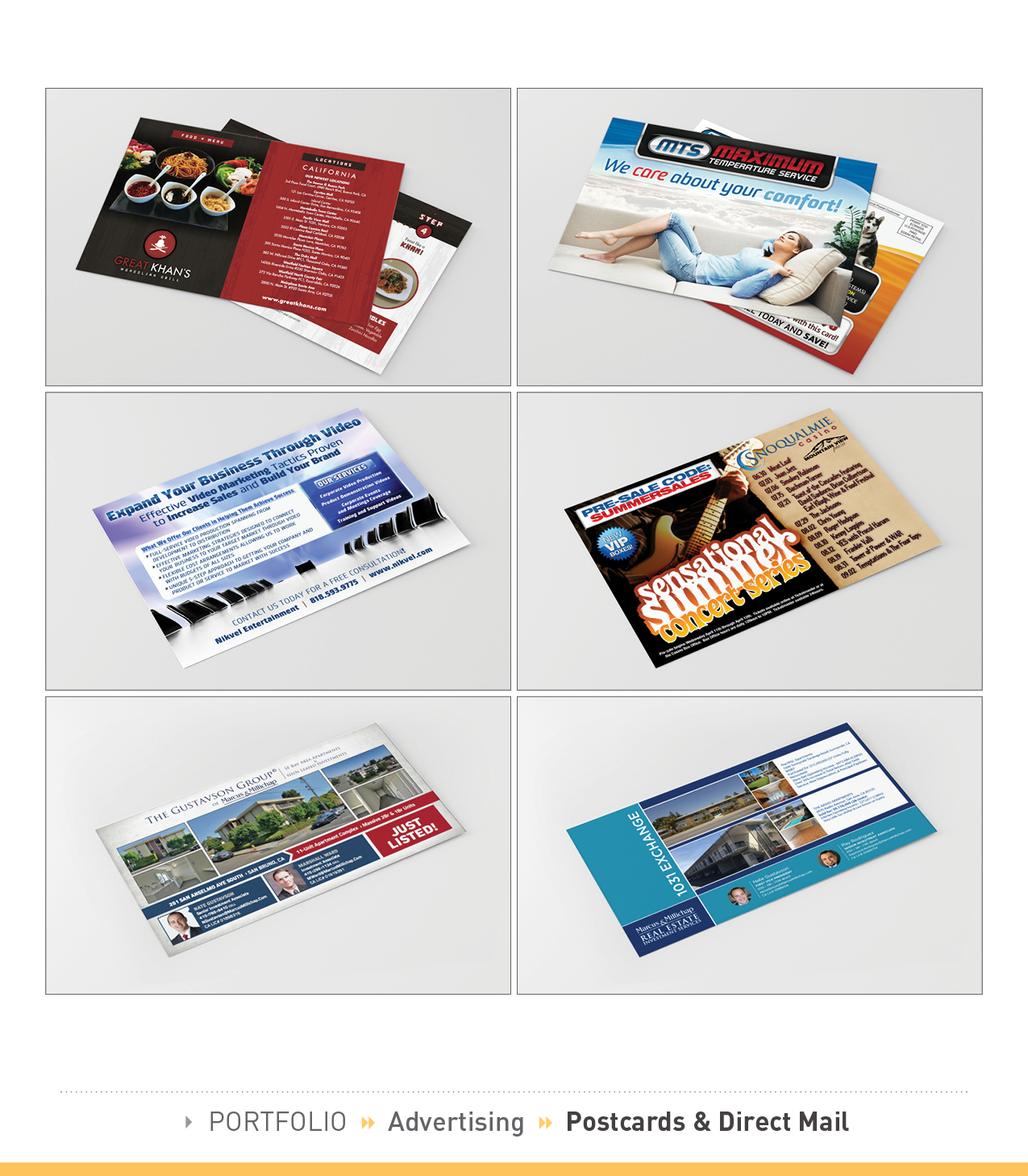» PORTFOLIO » Advertising » Postcards &amp; Direct Mail