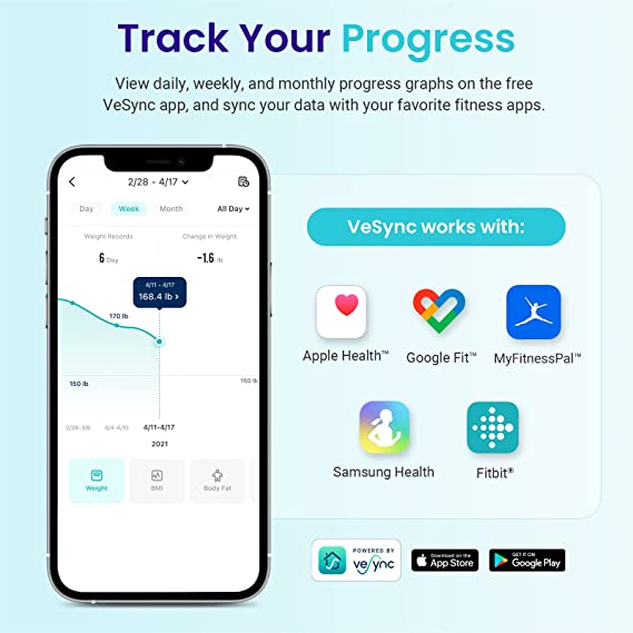 Track Your Progress

View daly, weekly, 370 monthly progress Graphs on the free
VeSyne app. and sync your data with you favorite fitness apps.
