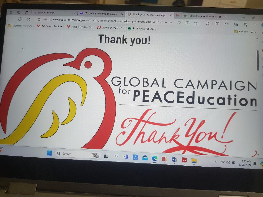 Te ore

 
   
     

Thank you!

GLOBAL CAMPAIGN
“PEACEducation