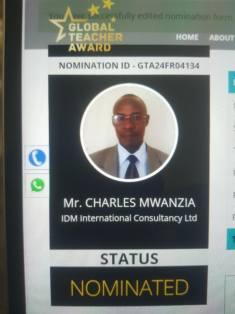 Mr. CHARLES MWANZIA
IDM International Consultancy Ltd

STATUS

NOMINATED