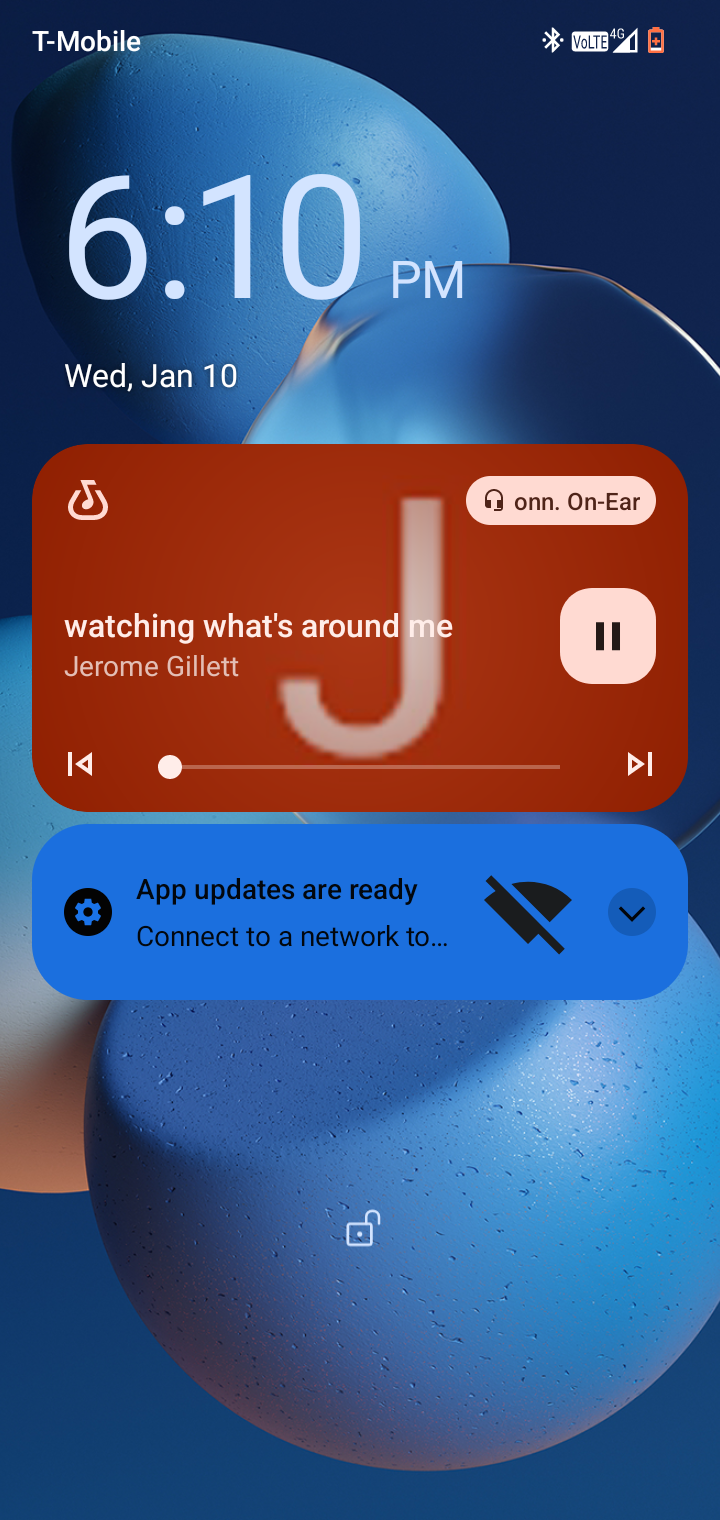 Ed Pile]

 

®

watching what's aroun
Jerome Gillett

IN 14

 

oO App updates are ready N ~

Connect to a network to...