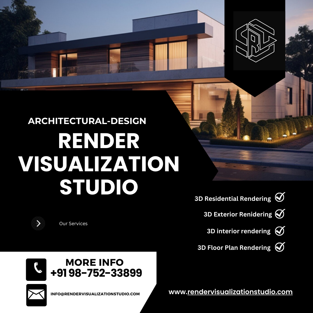 _ \ h

1 - | 4 {l

0
VISUALIZATION ~
XR) Le]

3D Residential Rendering [)]
3D Exterior Renidering [©]
3D interior rendering [@)]

3D Floor Plan Rendering [4]

MORE INFO
+9198-752-33899

www.rendervisualizationstudio.com