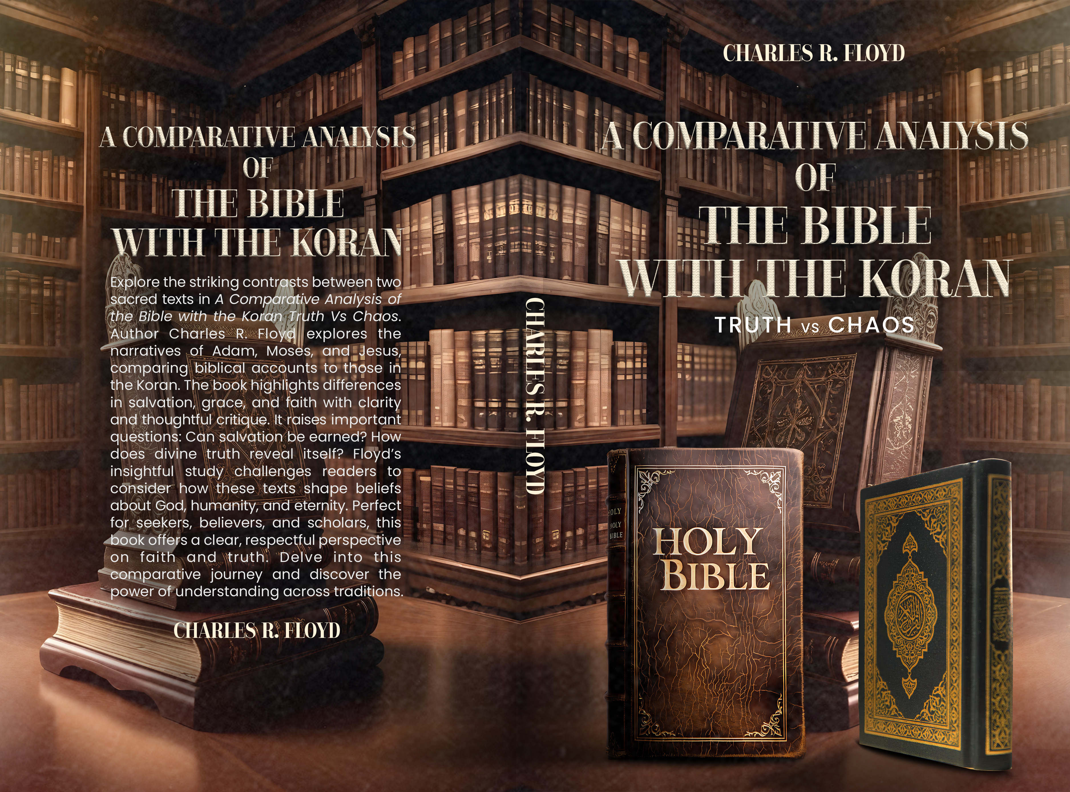 ll |

1 1
A COMPARATIVE ip
OF

fi=f fe Ep

wy 7 SRE

iy =) Ey

the gy > Bible iar the Ko on th Vs Chaos.
Le Charles R. Floy@|l explores the
arratives of Adam, ‘Moses; andijesus: 58
comparing biblical accounts to those Tod ||
the Koran. The book $i hs differences
in salvation, grace, and faith with Clarity
and thoughtful critique. It raises important Hi
questions: Can salvation be earned? How
does divine truth reveal itself? FIOyd's
insightful study challenges readers to
consider how these texts shape beliefs
about God, humanity, and eternity. Perfect
for seekers, believers, and scholars, this
k offers a clear, BE perspective
lon faith and truth! Delve into this

a” journey and discover the
fag understanding across racQEE,

Na ea
Award bets

OSE SY PUSS BUS N