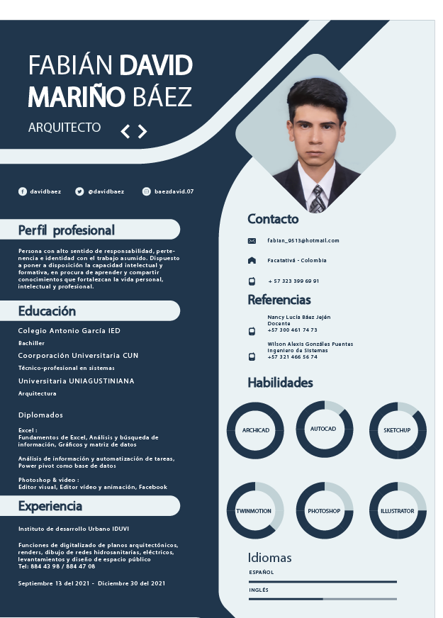 FABIAN DAVID
MARINO BAEZ

ARQUITECTO  ¢

   

 

Habilidades

000