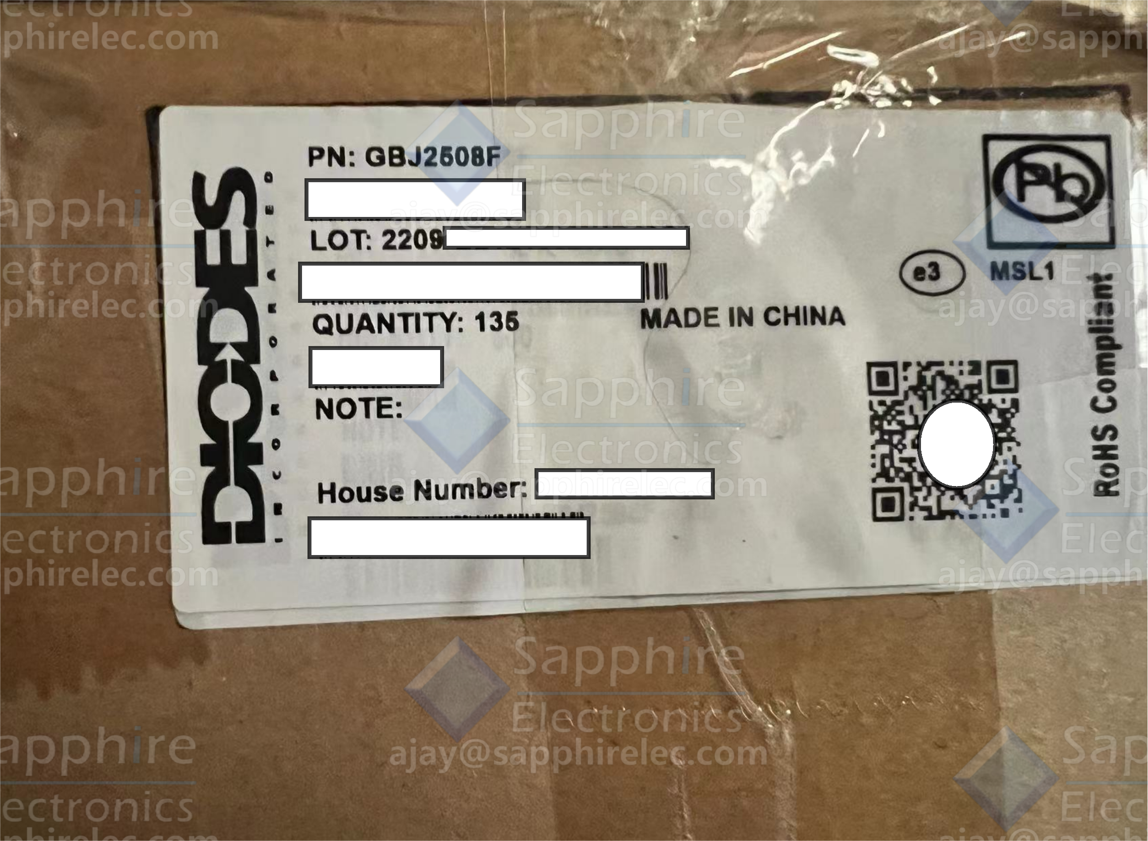 MADE IN CHINA

|
o
oN
~
Fa
Oo

House Number: bohirelac.d

PN: GBJ2608F
L

QUANTITY: 136
NOTE:

e 8 4 WV w © « Ww © &gt; &amp; 1%

SACTHG