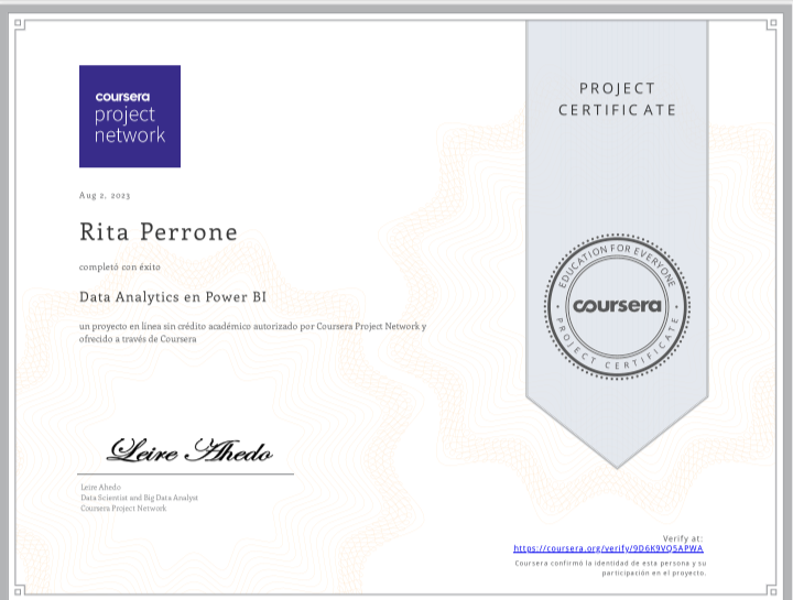 Rita Perrone
Data Analytics en Power 81

 

PRCJECT
CERTIFICATE