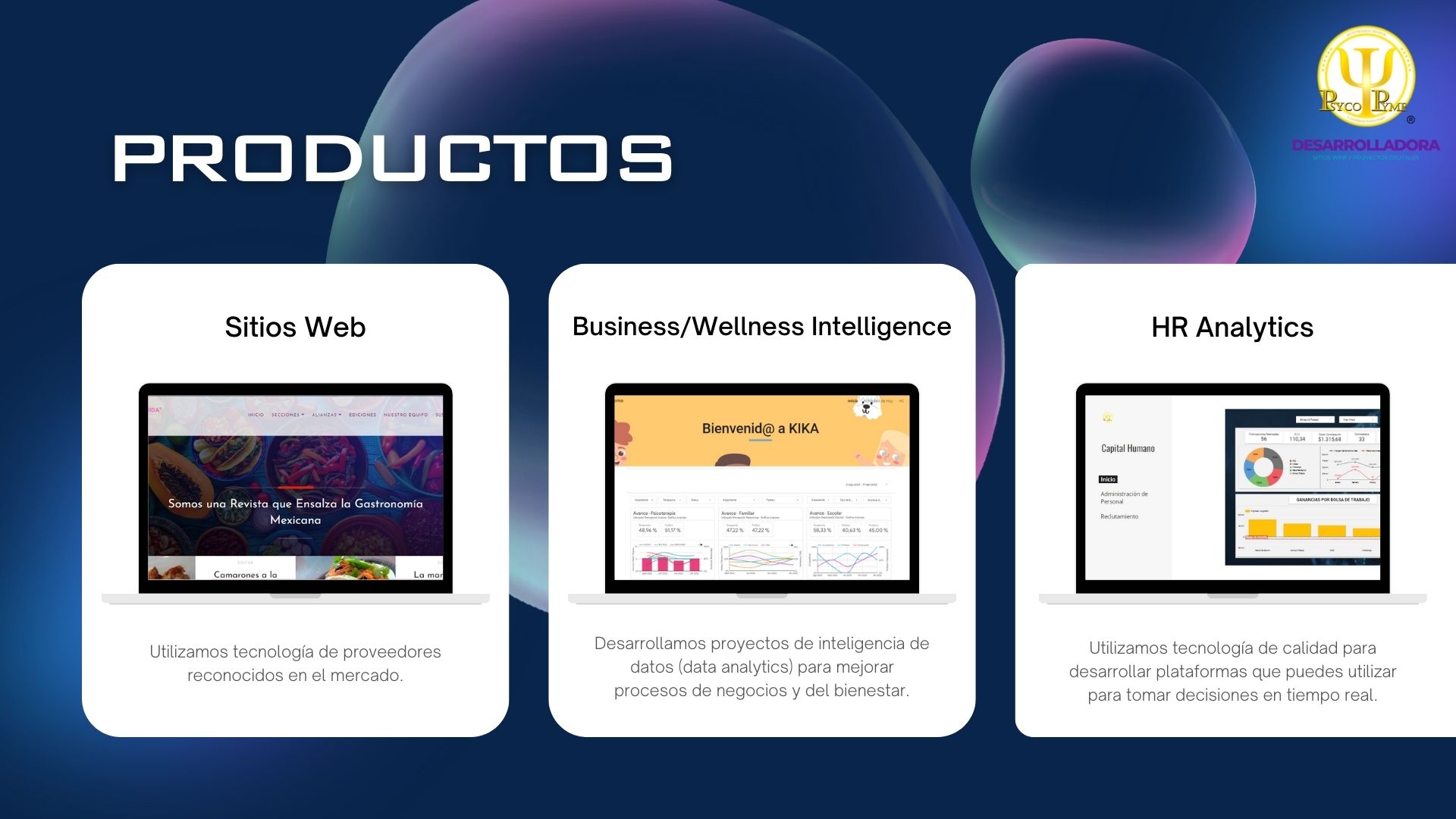 PRODUCTOS

Sitios Web Business/Wellness Intelligence HR Analytics